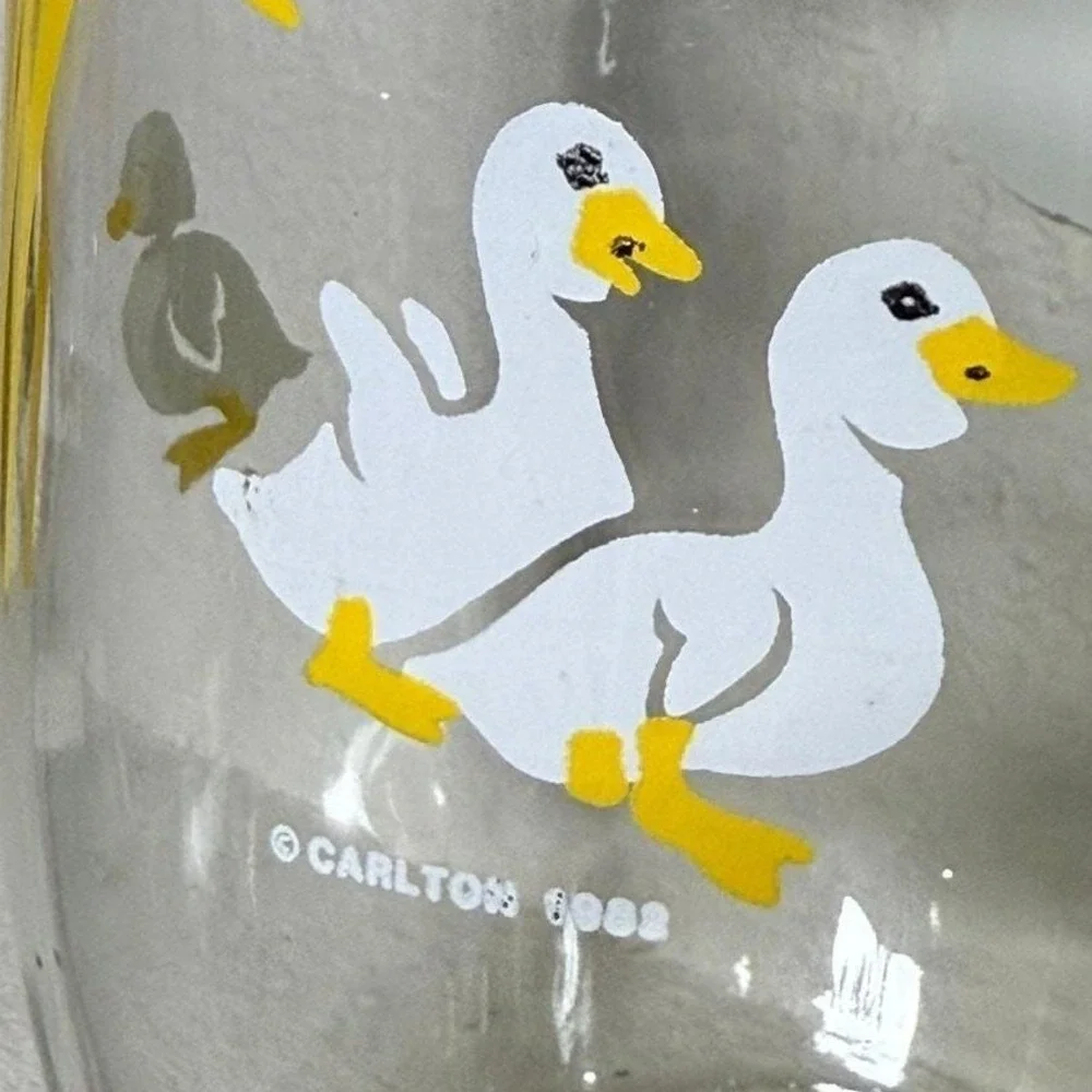 Vintage Duck Glass Canister Set Yellow Lid 80s‎ Kitchen Farmhouse Sun Tea Jars